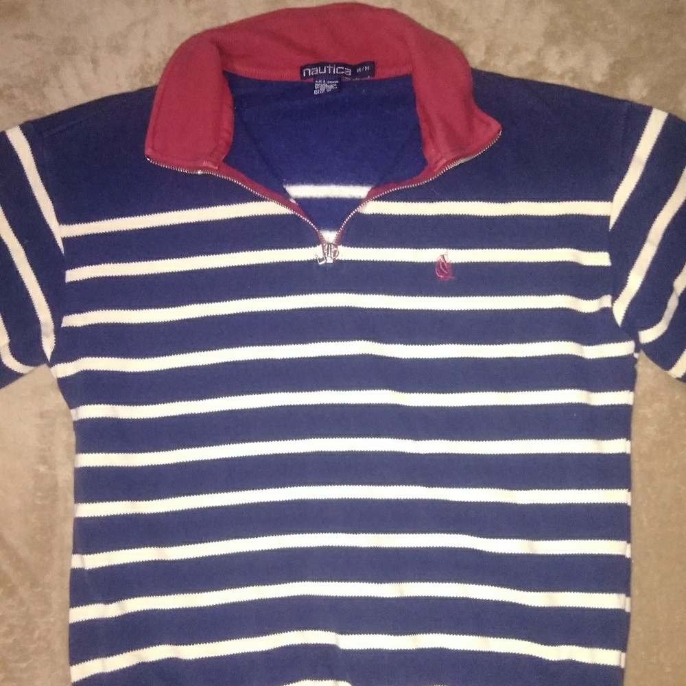 Vintage 90s Nautica Men Sweater Polo 1/4 Zip